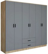 Ντουλάπα Εξάφυλλη Yaman Luna 350MWD1132 180x45x190cm Grey Εξάφυλλη