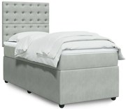 vidaXL Κρεβάτι Boxspring με Στρώμα Ανοιχτό Γκρι 100x200 εκ. Βελούδινο