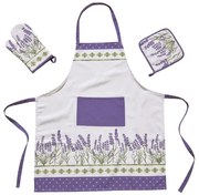 Ποδιά Κουζίνας Σετ Με Γάντι Και Πιάστρα 0722 White-Purple-Green Das Home Cotton-Polyester