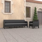 Σετ Καναπέ Κήπου 2 Τεμαχίων Ανθρακί από Ρατάν PP με Μαξιλάρια 3079673