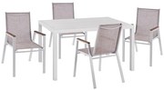 Σετ Κήπου Τραπεζαρία HM10528 5 τεμ Αλουμινίου Λευκό με Τραπέζι 140x80x75.5 εκ. & 4 Καρέκλες