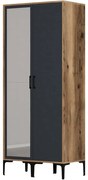 Ντουλάπα Δίφυλλη Kumsal 845HCT5429 80x47,5x201,4cm Walnut-Anthracite Δίφυλλη