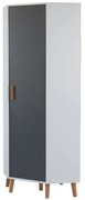 Γωνιακή Ντουλάπα Timmy Λευκό-Γραφίτη-Γκρι 71.3x71.3x199cm