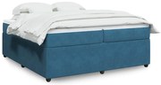 vidaXL Κρεβάτι Boxspring με Στρώμα Σκούρο Μπλε 200x200 εκ. Βελούδινο