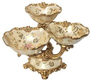 Ορντερβιέρα 3 Θέσεων Με Πόδι 752-15020 32x20x26cm Beige-Gold Estheti Home Πορσελάνη