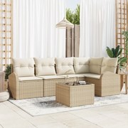 vidaXL σετ καναπέ κήπου  6 τεμαχίων με καφέ πολυρατάν μαξιλάρια