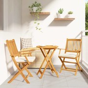 vidaXL Πτυσσόμενες Καρέκλες Κήπου με Λευκό Μαξιλάρι 2 τεμ από Στερεό Ξύλο Ακακίας
