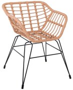 SALSA-S Πολυθρόνα Κήπου, Μέταλλο Βαφή Μαύρο, Wicker Φυσικό (χωρίς μαξιλάρι)