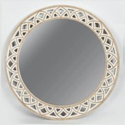 Καθρέπτης Τοίχου Στρογγυλός 751-11026 80,5x3x80,5cm Oak-White Estheti Home Ξύλο,Γυαλί