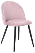 BELLA Καρέκλα Τραπεζαρίας, Μέταλλο Βαφή Μαύρο, Ύφασμα Velure Απόχρωση Dirty Pink
