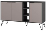 Μπουφές Clara σε μόκα-ανθρακί απόχρωση 142x35,6x83εκ Υλικό: CLIPBOARD 18mm WITH MELAMINE - METAL 119-001235