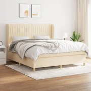 vidaXL Κρεβάτι Boxspring με Στρώμα Κρεμ 160x200 εκ. Υφασμάτινο