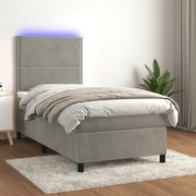 ΚΡΕΒΑΤΙ BOXSPRING ΜΕ ΣΤΡΩΜΑ &amp; LED ΑΝ.ΓΚΡΙ 80X200 ΕΚ. ΒΕΛΟΥΔΙΝΟ 3136029