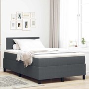 vidaXL Κρεβάτι με Κιβώτιο , Στρώμα &amp; LED Σκούρο Γκρί 120x200 εκ Ύφασμα Κορντούρας