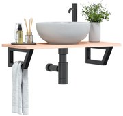 vidaXL Ράφι Νιπτήρα Τοίχου από Ατσάλι / Μασίφ Ξύλο Δρυός