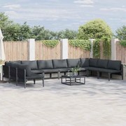 vidaXL Σετ Καναπέ Κήπου 10 pcs Ανθρακί Ατσάλι