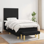 vidaXL Κρεβάτι Boxspring με Στρώμα Μαύρο 100 x 200 εκ. Υφασμάτινο