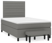 Κρεβάτι Boxspring με Στρώμα Σκούρο Γκρι 120x190 εκ Υφασμάτινο - Γκρι