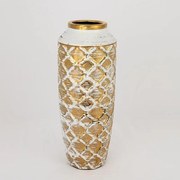 Βάζο Κεραμικό 752-20063 12.5x12.5x27.5cm White-Gold Estheti Home Κεραμικό