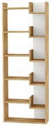 Βιβλιοθήκη Oppa Megapap χρώμα φυσικό οξιάς/λευκό 60x22x162εκ.