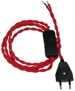 Κρεμαστό Φωτιστικό Whip Πλεκτό Καλώδιο Μαύρο-Κόκκινο 91034 Globostar-91034-Κόκκινο 91034