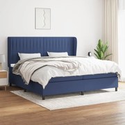 Κρεβάτι Boxspring με Στρώμα Μπλε 200x200 εκ. Υφασμάτινο