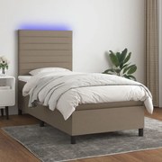 Κρεβάτι Boxspring με Στρώμα & LED Taupe 80x200 εκ. Υφασμάτινο