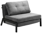 Πολυθρόνα-κρεβάτι Fancy ύφασμα βελούδο σε ανθρακί απόχρωση κα πόδι μαύρο μέταλλο 95x98x70εκ 95x98x70 εκ.