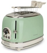 Τοστιέρα ψωμιού Ariete VINTAGE 0155/04, 810W, 2 φέτες, 3 λειτουργίες, 6 στάδια, Αφαιρούμενος δίσκος ψίχας, Πράσινο
