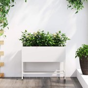 vidaXL Υψωμένη Γλάστρα Κήπου Λευκό 60 x 26 x 45 εκ Ατσάλι