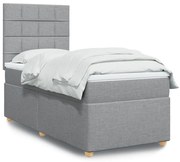 Κρεβάτι Boxspring με Στρώμα Ανοιχτό Γκρι 90x200 εκ. Υφασμάτινο - Γκρι