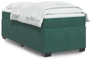 vidaXL Κρεβάτι Boxspring με Στρώμα Σκούρο Πράσινο 90x200 εκ. Βελούδινο