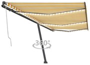 Τέντα Αυτόματη με LED&Αισθητήρα Ανέμου Κίτρινο/Λευκό 600x300εκ.