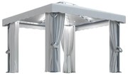 Κιόσκι με Κουρτίνα και Φωτάκια LED Λευκό Κρεμ 3 x 3 μ. 3070345