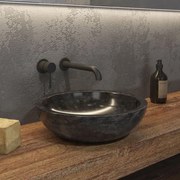 Νιπτήρας Επικαθήμενος Πέτρινος Elena Φ40x12cm Black Karag Πέτρα