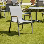 Καρέκλα - Πολυθρόνα Azelie textilene ανθρακί-πόδι αλουμινίου ανθρακί-plywood μπράτσο 77x55x94εκ 56x75x88 εκ.