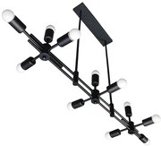 01098 GloboStar®  FERUM 01098 Μοντέρνο Φωτιστικό Οροφής Ράγα Πολύφωτο 11 x E27 IP20 Μαύρο Μέταλλο - Μ100 x Π30 x Υ77cm