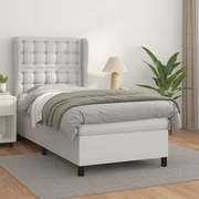 vidaXL Κρεβάτι Boxspring με Στρώμα Λευκό 100x200εκ.από Συνθετικό Δέρμα