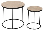 PARKE COFFEE TABLE SET 2ΤΕΜ ΜΑΥΡΟ ΦΥΣΙΚΟ 48x48xH45cm