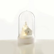 "PLASTIC COVER BALL WHITE HOUSE", 10 MINI WW LED ΛΑΜΠ. ΜΠΑΤ. (3XAA) IP20 Φ11X19CM ACA X07101134