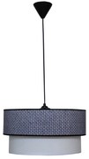 Φωτιστικό Οροφής 14-0266 1/Ε27 Φ40/35x95cm Αμπαζούρ Black-White Heronia Μέταλλο,Ύφασμα