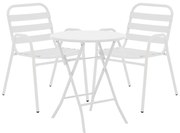 Τραπεζαρία Albero-Sussie pakoworld 3τεμ μέταλλο σε λευκή απόχρωση Φ60x70εκ 130-000189