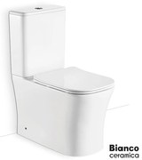 BIANCO CERAMICA NORMA NR12100SC-300 Rimless Λεκάνη BTW πισω/κατωστόμια καζανάκι&amp; μηχ3/6lt με κάλυμμα SLIM Soft close White 62εκ