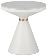 Intrahome Βοηθητικό τραπέζι Coozlin intrahome sintered stone σε απόχρωση λευκό μαρμάρου με λευκό-χρυσό μέταλλο Φ50x50εκ | SKU: INTRAPA-130111380