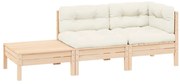 vidaXL Σαλόνι Κήπου Σετ 3 τεμ. από Μασίφ Ξύλο Ακακίας & Κρεμ Μαξιλάρια
