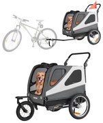 VEVOR Dog Bike Trailer, Supports up to 45 kg, 2-in-1 Pet Stroller Cart Bicycle Carrier for Small &amp; Large Dogs, Easy Folding Frame with Quick Release Wheel, Universal Bicycle Coupler, Internal Leash