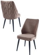 Καρέκλα Pufi (Σετ 4Τμχ) 107BCK1193 48x43x90cm Cappuccino Μέταλλο,Ύφασμα