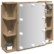 vidaXL Ντουλάπι καθρέφτη με LED Artisan Oak 70x16,5x60 cm