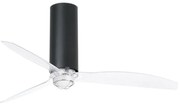 Ανεμιστήρας Οροφής Tube 32036-10 Με Φως Led 16W 3000K Και Τηλεχειριστήριο D128cm Matt Black-Transparent Faro Barcelona