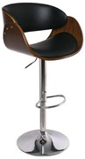 WOODWELL ΕΜ105,1JOY Σκαμπό BAR με Πλάτη, Βάση Χρώμιο, Καρυδί - PU Μαύρο, Ρυθμιζόμενο Ύψος 58x51x62/92-83/113cm ΕΜ105,1